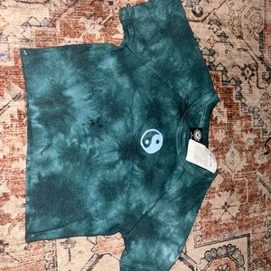 Blue tie dye Ying and yang cropped Tee Size S
